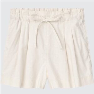 White Uniqlo Cotton Paper Bag Drawstring Shorts